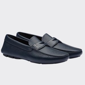 Prada Mens Saffiano Leather Loafers - NAVY - NEW Size 10